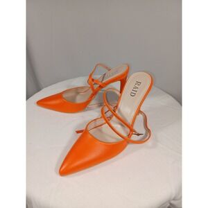 Raid Aasta Shoes Womens Size 8 Orange PU Asymmetric Heeled Dress Strappy New